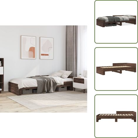 Bettgestell ohne Matratze Braun Eiche 75x190 cm Holzwerkstoff - Holzbettfassungen - Bettsystem - Doppelbett - Massivholzbette - Lattenroste