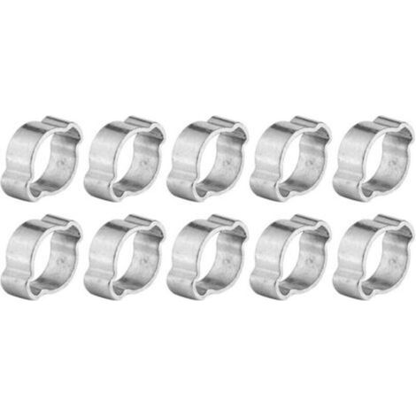 10 Pcs Colliers de Serrage Inox Tuyau Serrage Ajustable en Acier Inoxydable, Double Oreille O Clips Pinces de Tuyau (9-11MM)