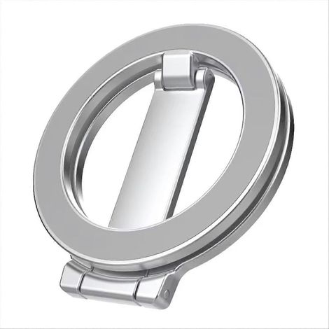 Doppelseitige magnetische Handyhalterung, Haltering, Ständer, magnetische Halterung, schlichtes silbernes Design (1/5)