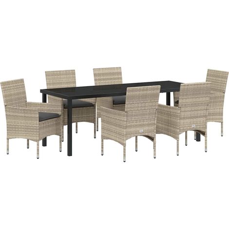 Maison Exclusive - Set da Pranzo per Giardino 7 pcs Grigio chiaro polyrattan