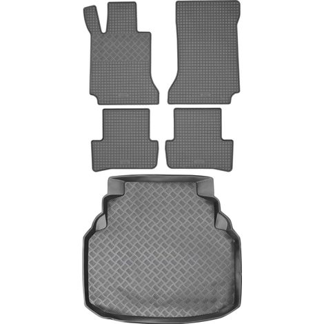 Juego de alfombrillas de goma para coche y maletero para Mercedes Clase C W204 Familiar/Sedán (2007-2014).