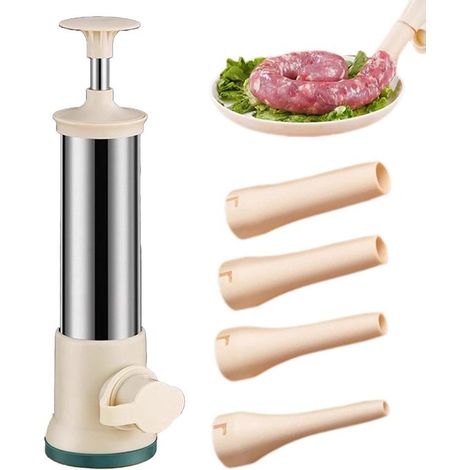 Wurstfüllmaschine – Fleischfüller – Wurst selber machen – Edelstahl – 4 Füllrohre – Mehrfarbig