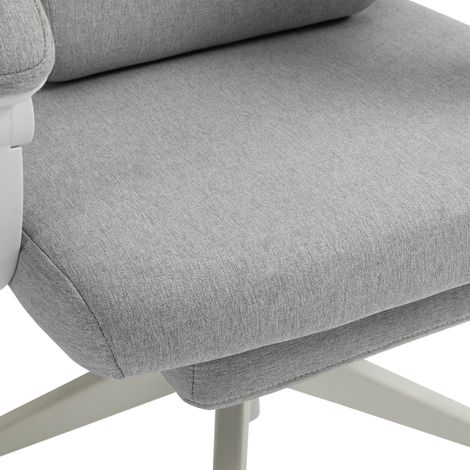 Chaise de bureau ergonomique avec appui-tête et soutien lombaire. réglable en hauteur. avec repose-pieds et dossier haut. grise. 62 x 68 x 117-127 cm