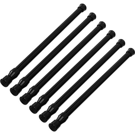 Petites barres de tension pour armoires, placards, penderies de camping-car, réfrigérateur, barres à ressort de 11,8 à 19,6 pouces, paquets de 6 (noir) (1/5)