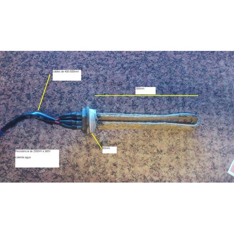 Resistencia 3U 2000W 380V L260 mm. sobre rosca 60