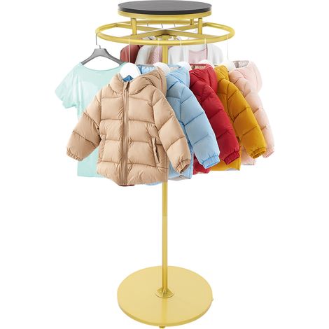 Tringle à vêtements en métal - Rotation à 360° - Ronde - Sur pied - Pour vêtements et écharpes - 60 x 140 cm - Doré (1/5)