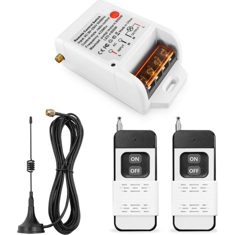 Interrupteur de Télécommande de Pompe Moteur sans fil Récepteur Relais AC 230V 220V 3000W et 2 émetteurs Plage de Contrôle Jusqu'à 100300 mètres pour Lumières Pompe à eau Moteur (1/5)