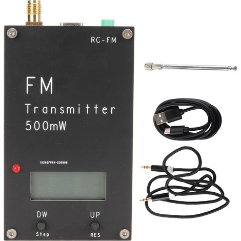 Émetteur FM 500mW avec écran LCD, port USB-C et stéréo 88-108MHz pour diffusion jusqu'à 2000m (1/5)