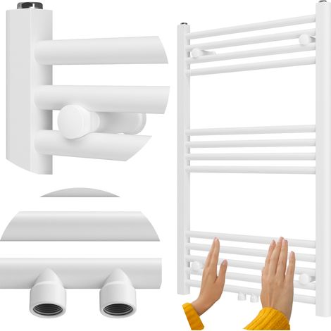 Radiateur Sèche-Serviettes Salle de Bain Granitan Raven 90x60cm Blanc 365W Raccordement Central et Latéral (1/5)