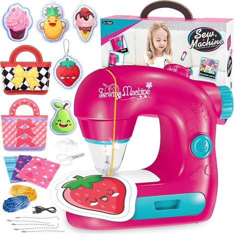 Électrique Machine à Coudre Enfant avec Tissus, Fils, Accessoires  Sewing Machine avec LED, Kit de Couture DIY pour Débutants, Fonctionne sur Secteur Ou sur Batterie, Sûr et Léger (1/5)