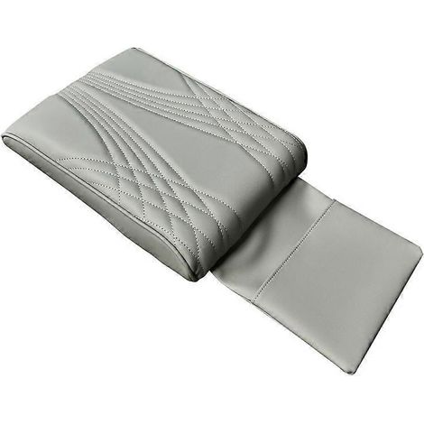 Mittelarmlehne fürs Auto, graues Konsolenkissen aus PU-Leder, Engelsdesign, gesteppter Innenschutzbezug.