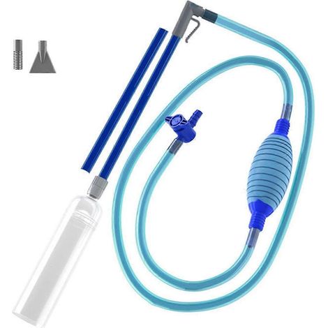 Aspirateur de piscine portatif avec valve et manuel d'utilisation, SpaVac avec 2 adaptateurs de buse pour la terre, l'herbe et autres débris, bleu (1/4)