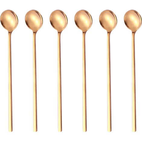 Cuillère À Café - Manche Long - Pour Thé Glacé Et Cocktails - Acier Inoxydable - Lot De 6 (1/5)