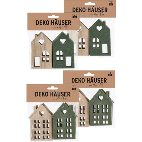 Holz Häuser zum Dekorieren - 16erSet - DIY Kreativset zum Basteln - Weihnachtsdeko Winterdeko Weihnachtsdorf Deko