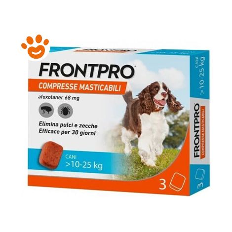 Frontline Dog FrontPro Compresse Masticabili per Cani (10-25kg) - Frontline Dog FrontPro Compresse Masticabili per Cani (10-25kg) - Confezione Da 3 Compresse