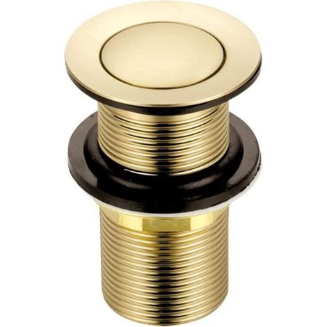 Bonde de lavabo de rechange en laiton, sans fente, couleur or brossé, raccord standard G 1 1/4" BSP, 1 pièce (1/3)