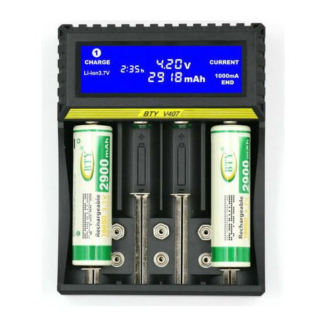 Battery Charger Multifunctional Battery Charger BTY407 18650 Li-ion/Ni-MH/Ni-Cd/5 AA/7 AAA/9V Battery Charger, (1/4)
