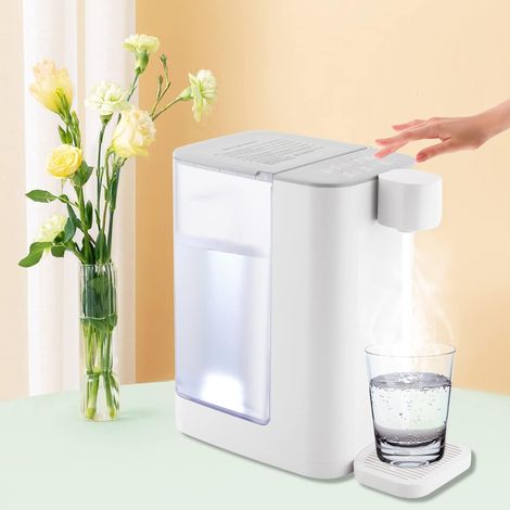 Weiß Elektrischer Wasserkocher 2000W Advanced Heißwasserspender für schnelles Erhitzen und Ausgeben einstellbare 5 Temperaturen und 2 Wasserausgänge 3L Wassertankkapazität für Küche, Haushalt