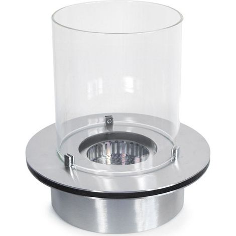 Runder Brenner mit Glas für Bioethanol-Kamin, Biokamin aus Edelstahl, 3 l D.35