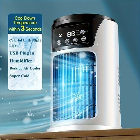 3-in-1 Tragbare USB-Klimaanlage, Luftbefeuchter und Ventilator – Ideal für Zuhause und Büro