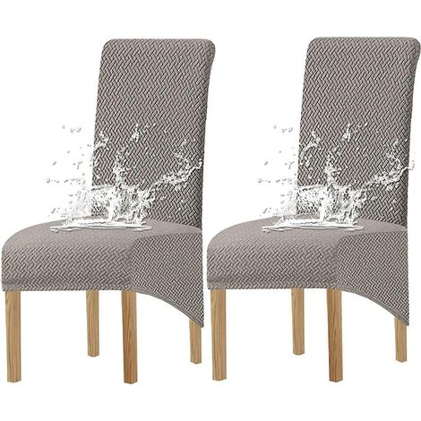 Housse de chaise de salle à manger extensible en jacquard 2024 (Gris clair, 1 ou 2 pièces) (1/5)