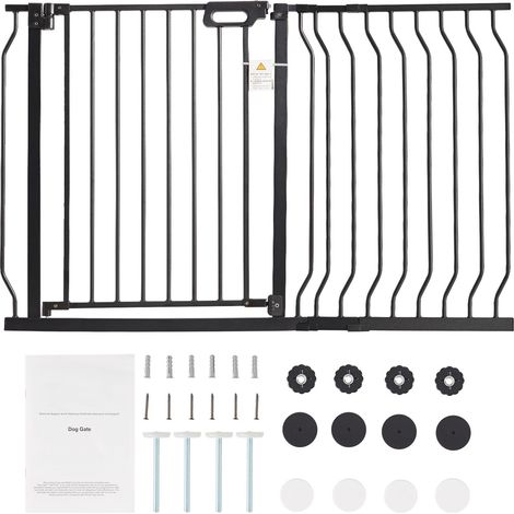 Mophorn Extrabreites Babygitter, 75–122 cm, 76,2 cm hoch, Hundegitter für Treppen und Türen, automatisch schließendes Kindergitter mit Druck- und Wandmontage-Kits, Schwarz