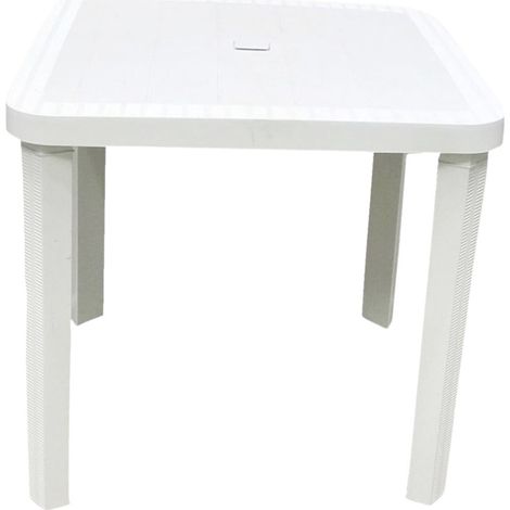TrAdE Shop Traesio - Tavolo Quadrato Da Giardino Bianco 80x80cm In Plastica Arredo Spazio Esterno 008007 - (1/5)