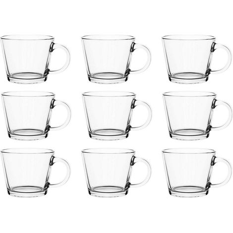 Tazza in vetro con manico, liscia, marca Justin, 380 ml, set da 9 pezzi (1/3)