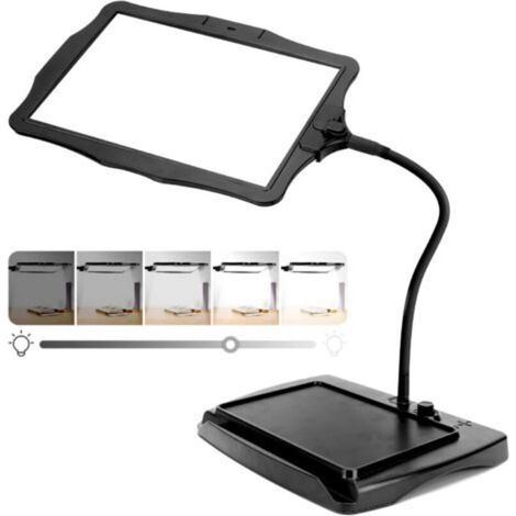Grande loupe 10x avec lumière et Support, 50 Perles LED, luminosité réglable, col de Cygne, Lampe de Bureau, Grande loupe pour la Lecture, la Couture, Les travaux manuels (1/5)