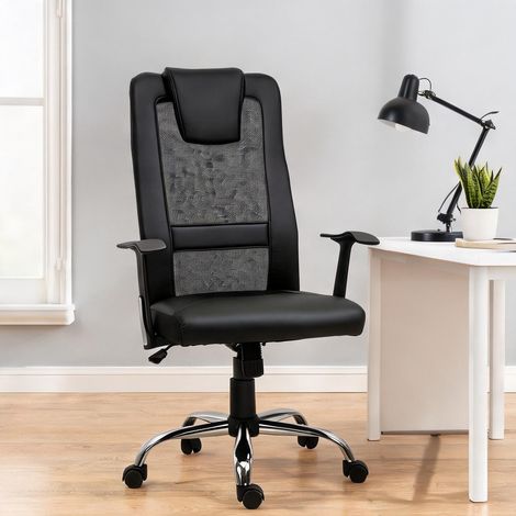 Chaise de bureau en similicuir plastique métal 66 x 73 x 118 cm (1/5)