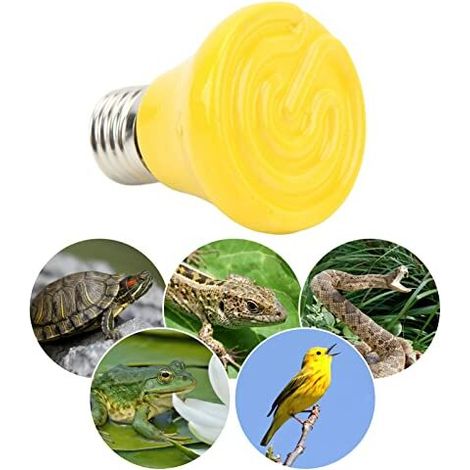 Lampe chauffante en céramique pour reptiles, mini lampe chauffante infrarouge en céramique pour amphibiens (lézards, reptiles), 220-240 V, 25 W, jaune (1/5)