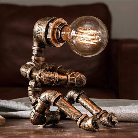Roboter-Schreibtischlampe, Retro-Industrie-Schreibtischlampe, kreative Metall-Eisen-Tischlampe (1/3)