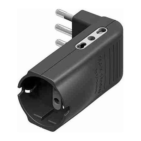 BTIS3616GE Adattatore Corner salvaspazio antracite - 2 prese bipasso 10/16A e 1 presa tedesca
