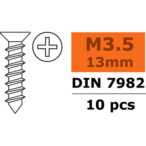 Revtec - Self-tapping Flat Head Screw - 3 5X13mm - Galvanized Steel - 10 pcs