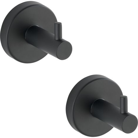 Wenko – Patère murale noire inox mat double – Set de 2 crochets pour salle de bain – Fixation facile – Design industriel élégant - INOX 2 ER SET