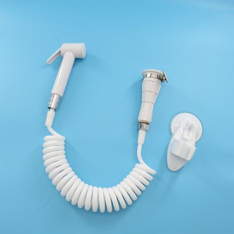 Pressurized feminine wash hose set, portable ABS plastic spray gun for toilet faucet, bidet and bidet.