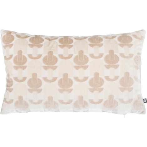 Coussin Jacquard en Velours "Luna" 30x50cm Beige Lin (1/5)
