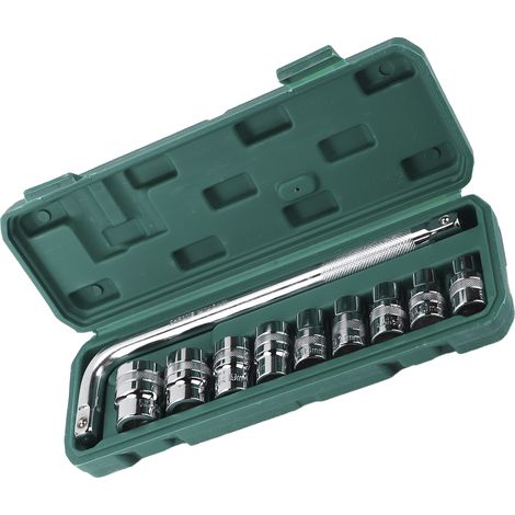 Jeu de 9 douilles 1/2 pouce, 10 pièces, acier carbone électroplaqué antirouille, outillage de réparation automobile (1/5)