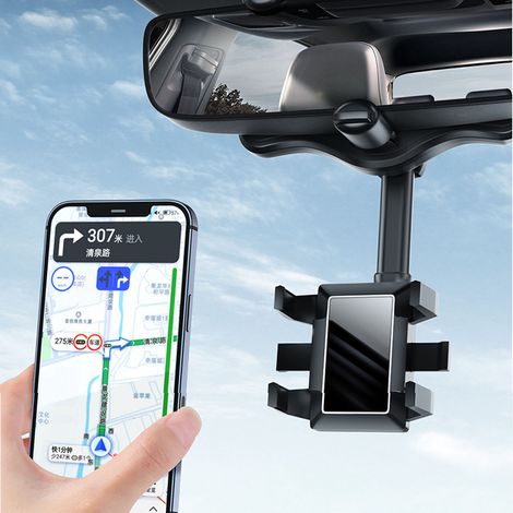 (Exclusivité Mexique) (Support de rétroviseur étendu K99 [Noir]) Support de téléphone pour rétroviseur de voiture, support pour caméra embarquée, support universel à clipser pour système de navigation (1/5)