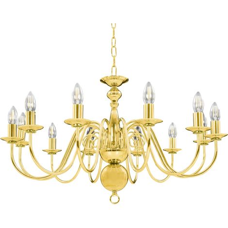 vidaXL Lampadario Dorato per 12 Lampadine E14