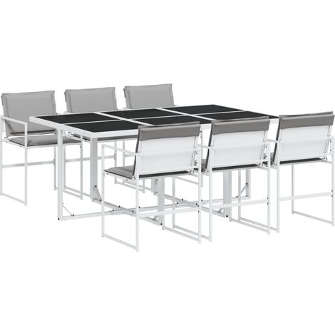 Maison Exclusive - Set da Pranzo da Giardino 7 pz con Cuscini Bianco in Textilene