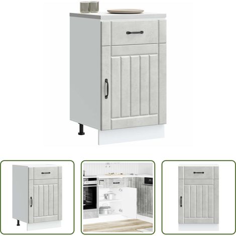 Küchenmöbel -  Küchen-Unterschrank Lucca Betongrau Holzwerkstoff (1/5)
