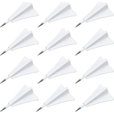 CCYKXA box of 12 white airplane-style push pins, decorative tacks for wall drawings, bulletin boards, maps, photos, corkboards, message boards, home office supplies