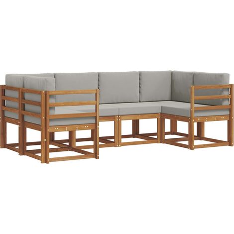 Set di divani da esterno 6 pcs Grigio Naturale e Chiaro vidaXL (1/5)