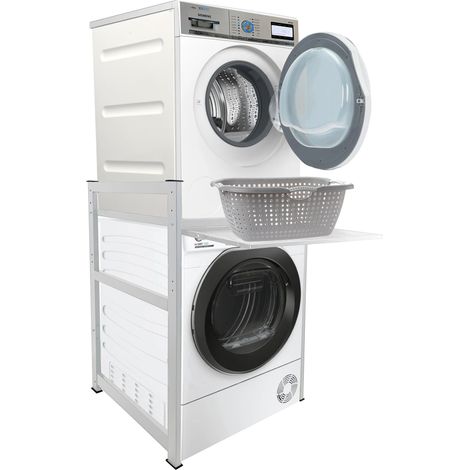Waschmaschinenregal 74x65x111cm mit Auszug Weiss Standregal Trockner Aufbewahrungsorganisator Badezimmer