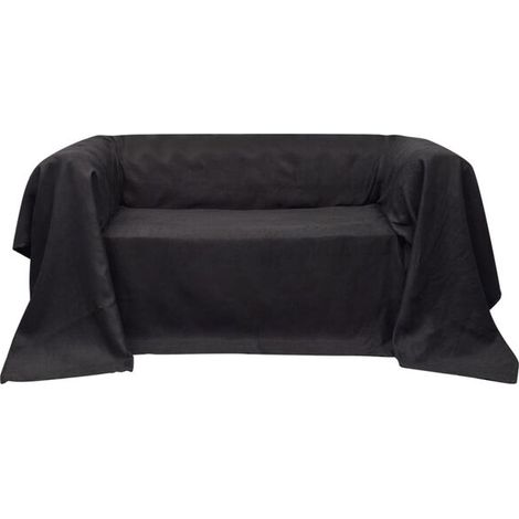 Housse de canapé en velours microfibre gris anthracite 140x210 cm (1/3)