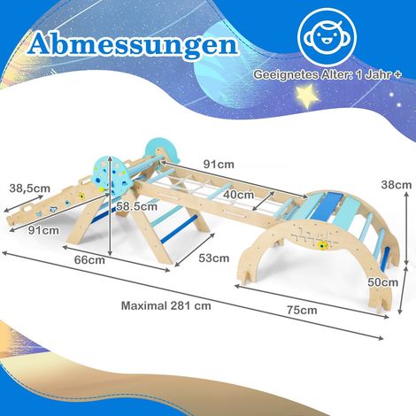 9-in-1 Montessori Kletterset mit Rutsche und Leiter
