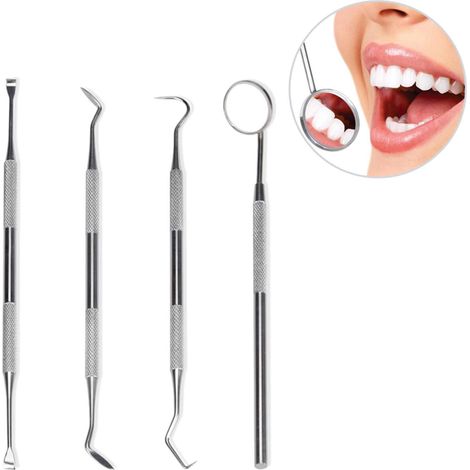 Kit d\'hygiène dentaire professionnel - 4 pièces en acier inoxydable (1/3)