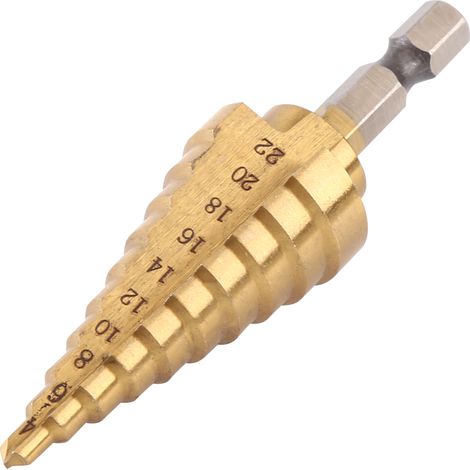 foret étagé en acier rapide revêtu de titane, queue hexagonale, outils électriques, 4-22 mm