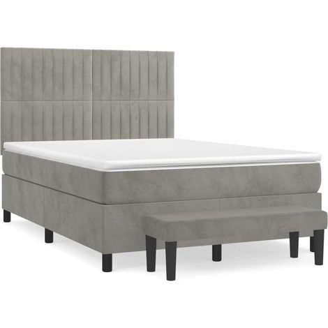 Maison Exclusive - Cama box spring con colchón terciopelo gris cl (1/5)